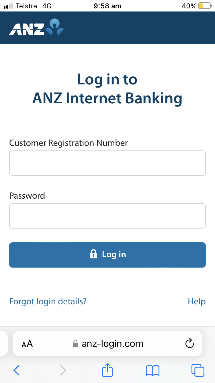 SMS scam example